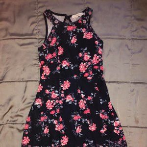navy pink flower dress